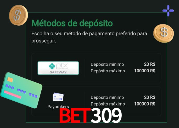O cassino bet309 oferece uma grande variedade de métodos de pagamento